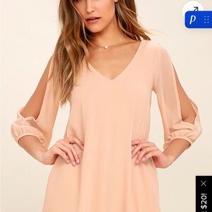 Lulu’s Shifting Dears Blush Pink Long Sleeve Dress in size small